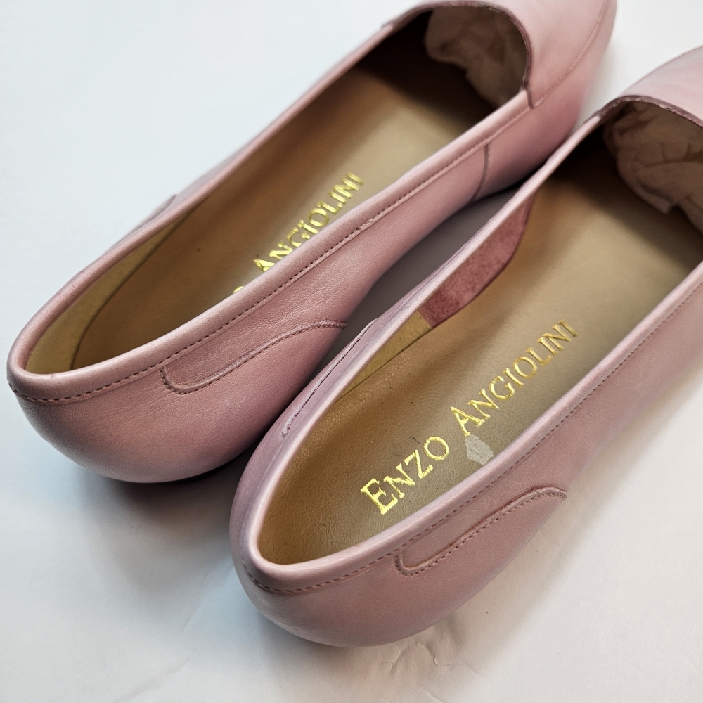 Enzo Liberty Made In ITALY Softest Leather Loafers Baby Pink Size 7M - Picture 11 of 16